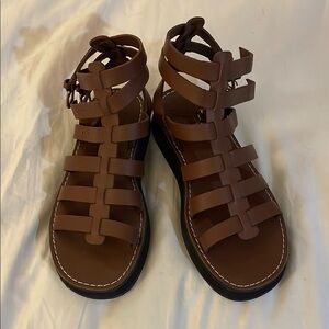 J. Crew Brown Leather Gladiator Sandals